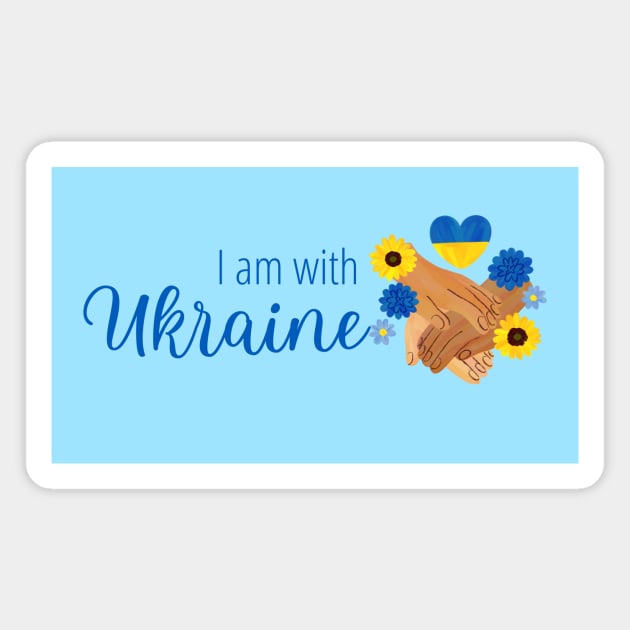 I am with Ukraine, design with heart, flowers and hands Magnet by g14u